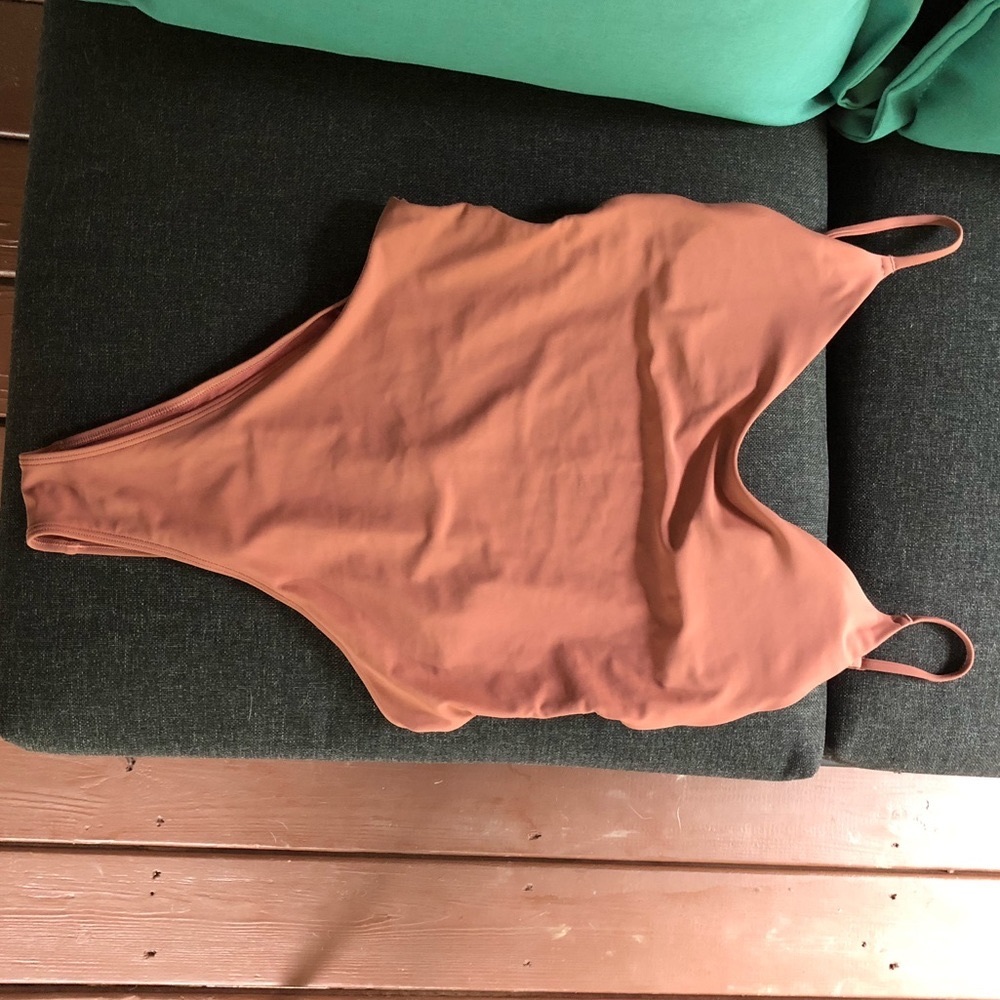 Aerie Cheeky One Piece coral swimsuit